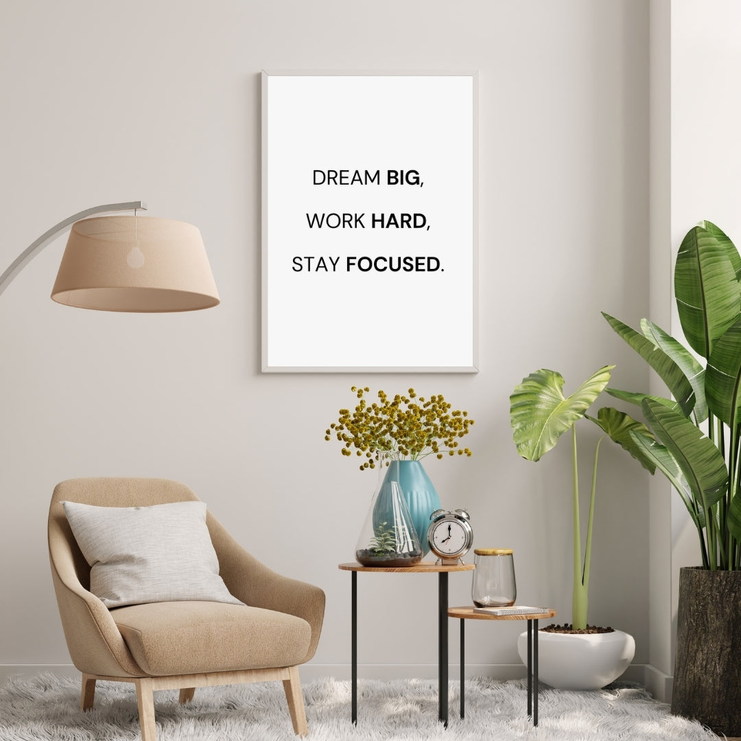 Motivational Poster "Dream Big Work Hard Stay Focused"